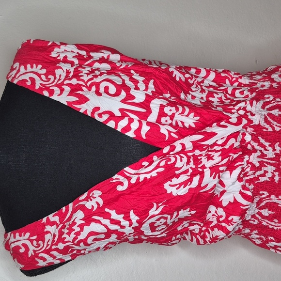 Merona Red White Print Maxi Dress 100% Cotton Sleeveless V Neck Sz 4 - Picture 4 of 11